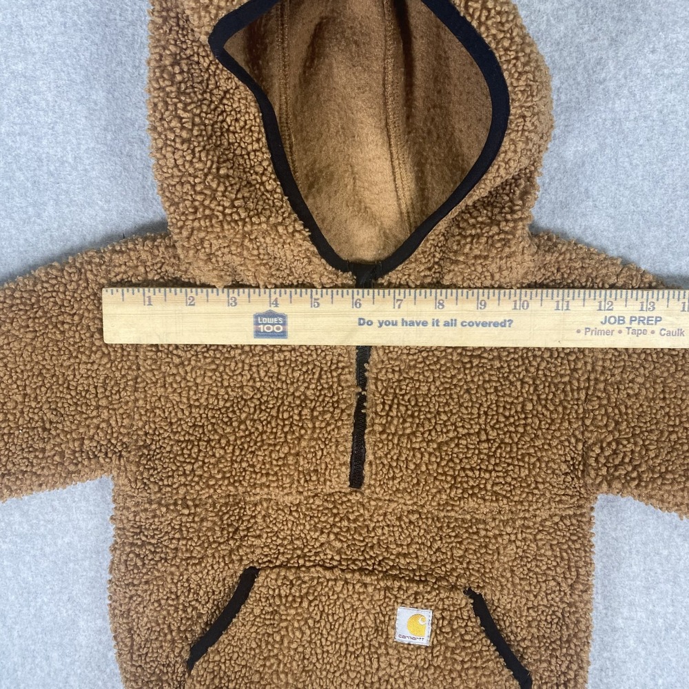 Carhartt Sherpa Fleece Hoodie Toddler 2T Unisex Brown Quarter Zip Pullover - Picture 12 of 15
